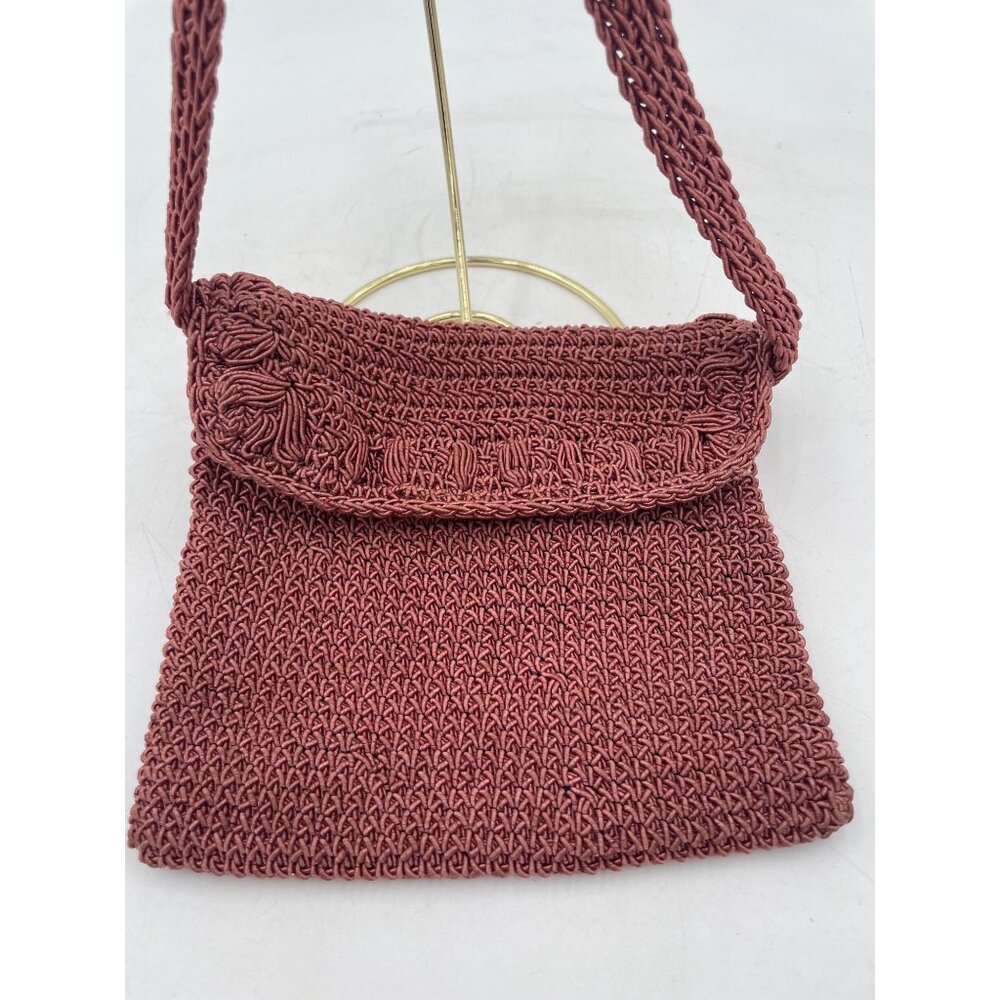 Vintage Marcus Brothers Italian Crochet Purse Magnetic Closure Adjustable Strap - Picture 2 of 8